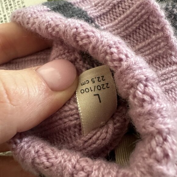 NWT Gucci Cashmere Gloves Pink Grey GG Fingerless Size L 100% Authentic - Picture 7 of 8